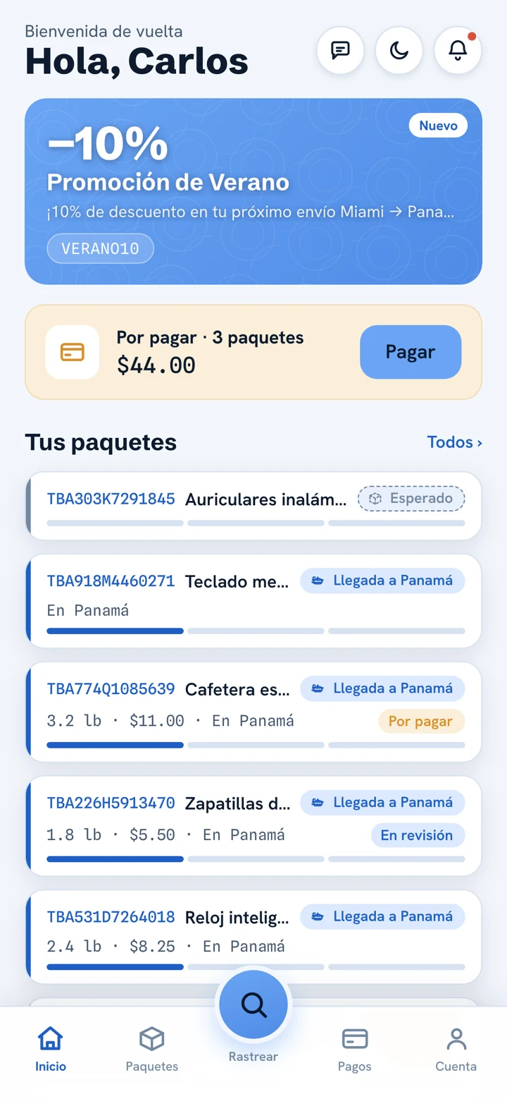 Pantalla de inicio de la app de Tulogy